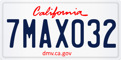 CA license plate 7MAX032