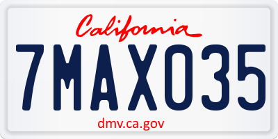 CA license plate 7MAX035