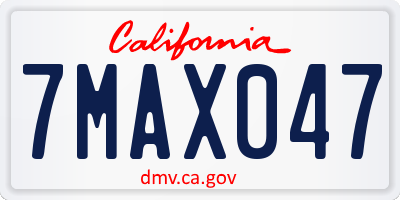 CA license plate 7MAX047