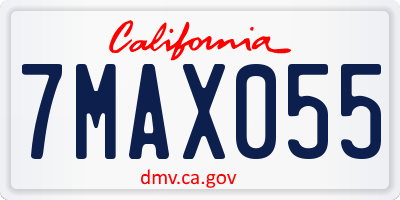 CA license plate 7MAX055