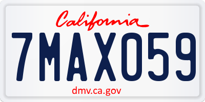 CA license plate 7MAX059