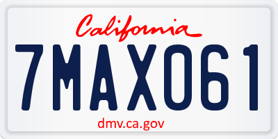 CA license plate 7MAX061