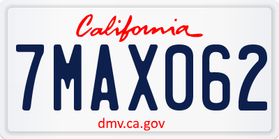 CA license plate 7MAX062