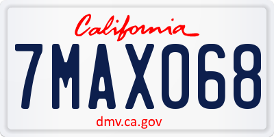 CA license plate 7MAX068
