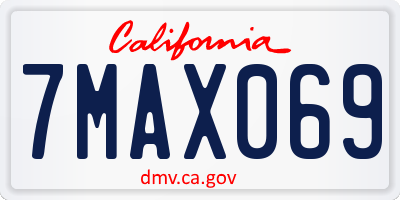 CA license plate 7MAX069