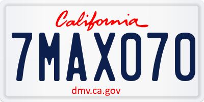 CA license plate 7MAX070