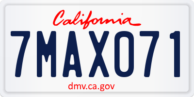 CA license plate 7MAX071