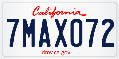 CA license plate 7MAX072