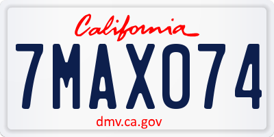 CA license plate 7MAX074