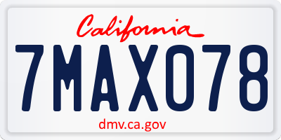 CA license plate 7MAX078