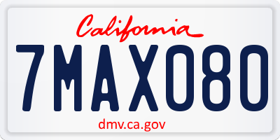 CA license plate 7MAX080