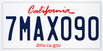 CA license plate 7MAX090