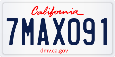 CA license plate 7MAX091