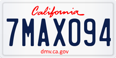 CA license plate 7MAX094
