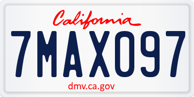 CA license plate 7MAX097