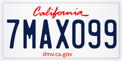 CA license plate 7MAX099
