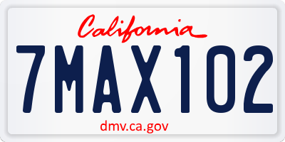 CA license plate 7MAX102