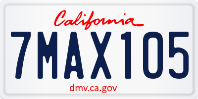 CA license plate 7MAX105