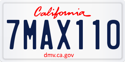 CA license plate 7MAX110