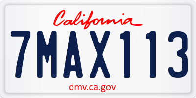 CA license plate 7MAX113