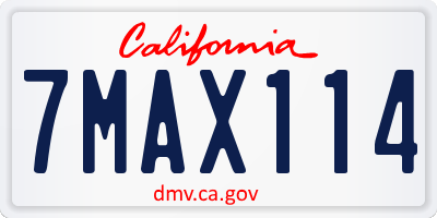 CA license plate 7MAX114
