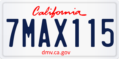 CA license plate 7MAX115