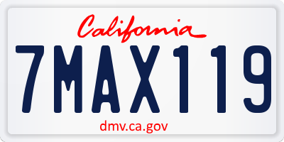 CA license plate 7MAX119