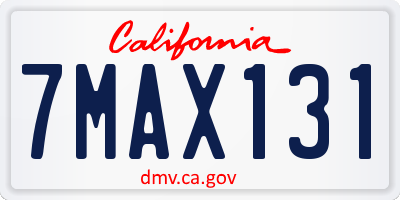 CA license plate 7MAX131