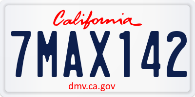 CA license plate 7MAX142
