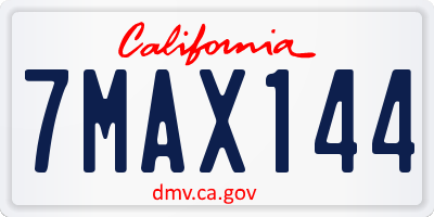 CA license plate 7MAX144