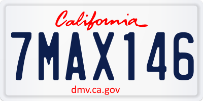 CA license plate 7MAX146
