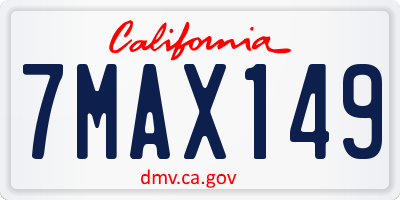 CA license plate 7MAX149