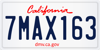 CA license plate 7MAX163