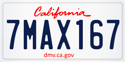 CA license plate 7MAX167