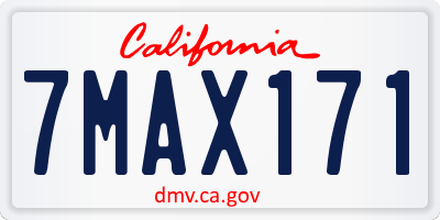 CA license plate 7MAX171