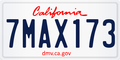 CA license plate 7MAX173