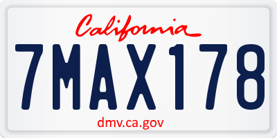 CA license plate 7MAX178