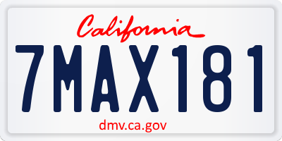 CA license plate 7MAX181