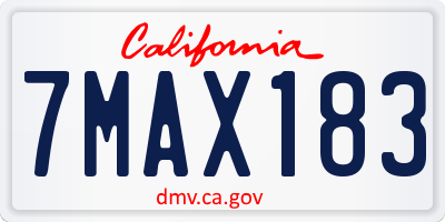 CA license plate 7MAX183