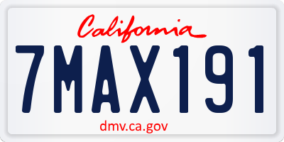 CA license plate 7MAX191