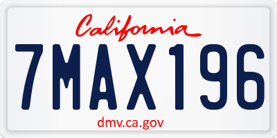 CA license plate 7MAX196