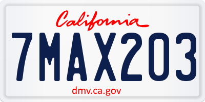 CA license plate 7MAX203