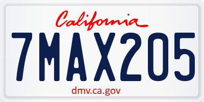 CA license plate 7MAX205