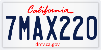 CA license plate 7MAX220