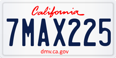 CA license plate 7MAX225
