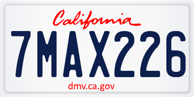 CA license plate 7MAX226