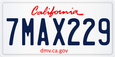 CA license plate 7MAX229