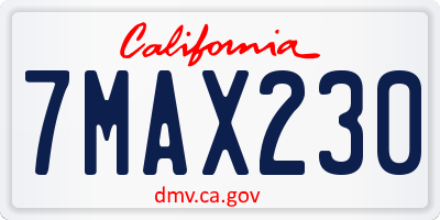 CA license plate 7MAX230