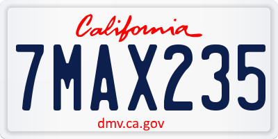 CA license plate 7MAX235