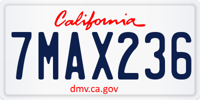 CA license plate 7MAX236